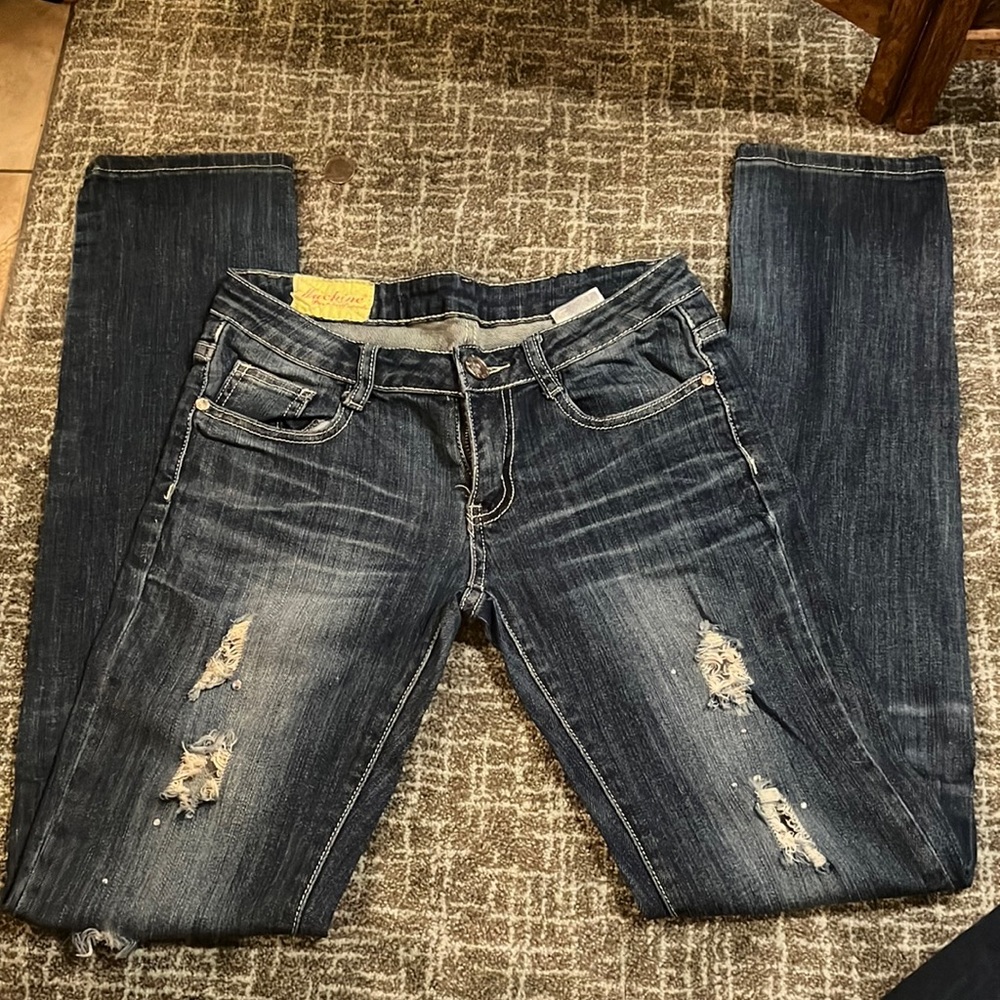 Studded low rise jeans